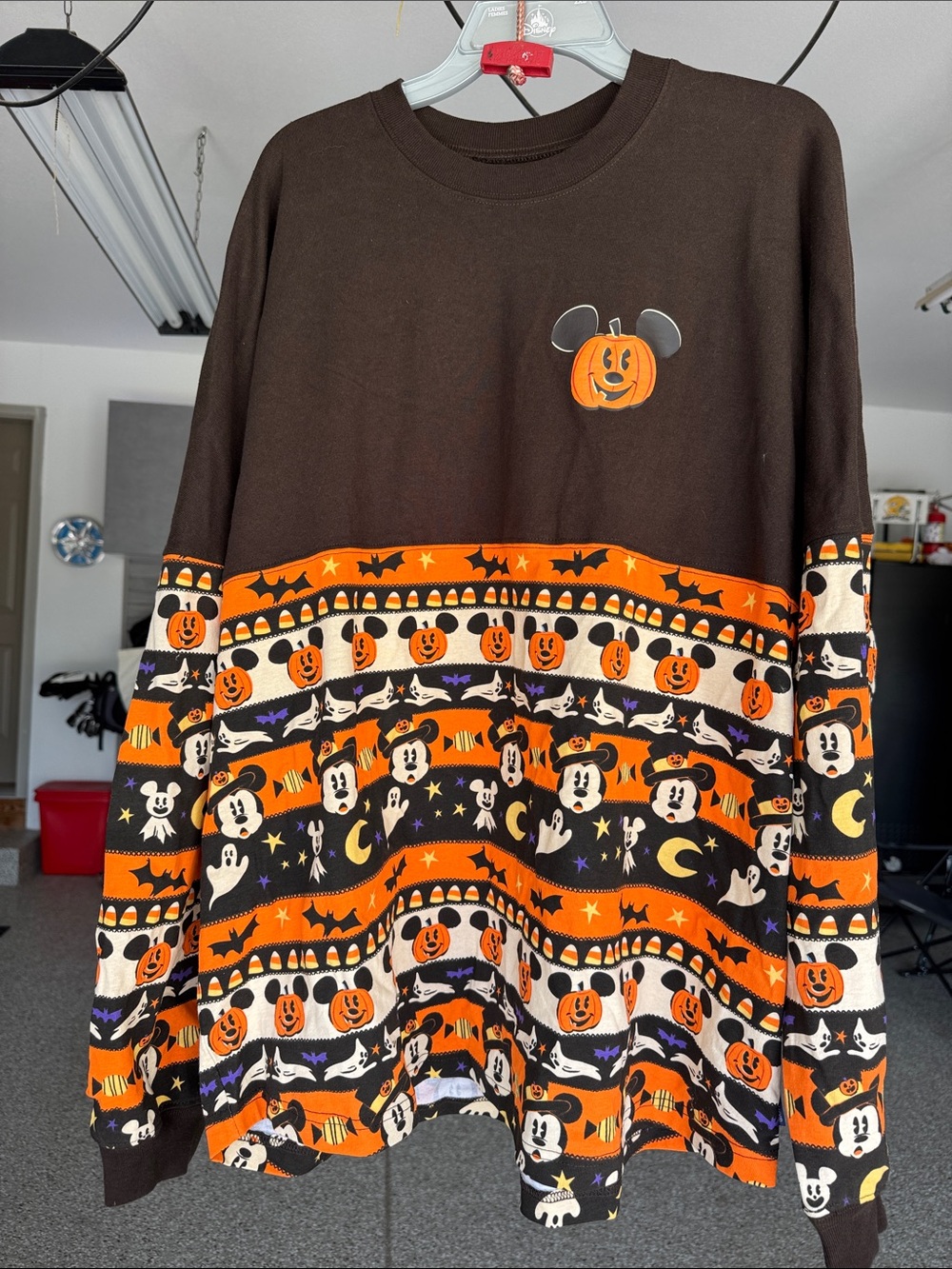 Disney Brown Orange Halloween Mickey Pumpkin Long Sleeve Tee. New never worn - Picture 1 of 4